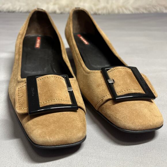 Prada Kitten Heels Iconic Mod Buckle Square Toe sz 40 (size 9.5-10) Old Money - Picture 2 of 16